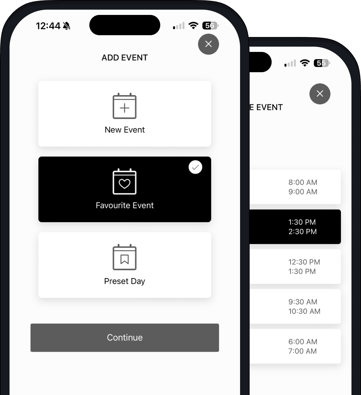 Favourite your events for easy entry